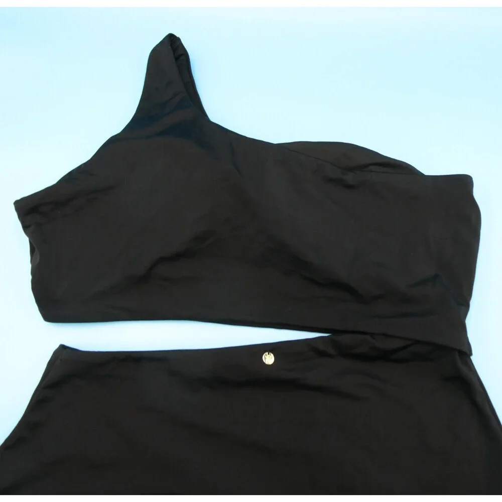 Victorias Secret XL Black One Shoulder Cutout Padded One Piece Swimsuit Beach VS